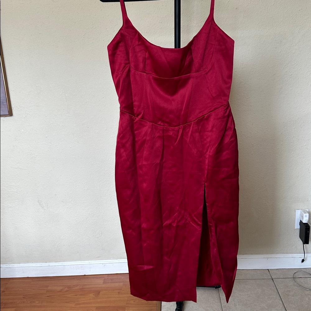 HOUSE OF CB XL  'Casimira' Wine Satin Corset Midi Dress NWOT - Picture 17 of 17